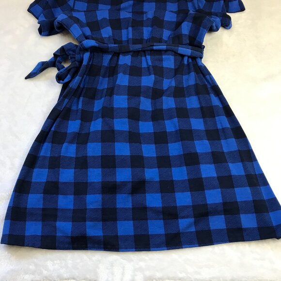 Draper James‎ Faux Wrap Dress Women's Size Small Buffalo Plaid Nassau Navy Rayon - Picture 6 of 11